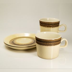Set of two cups and saucers from Crown Lynn Earthstone New Zealand